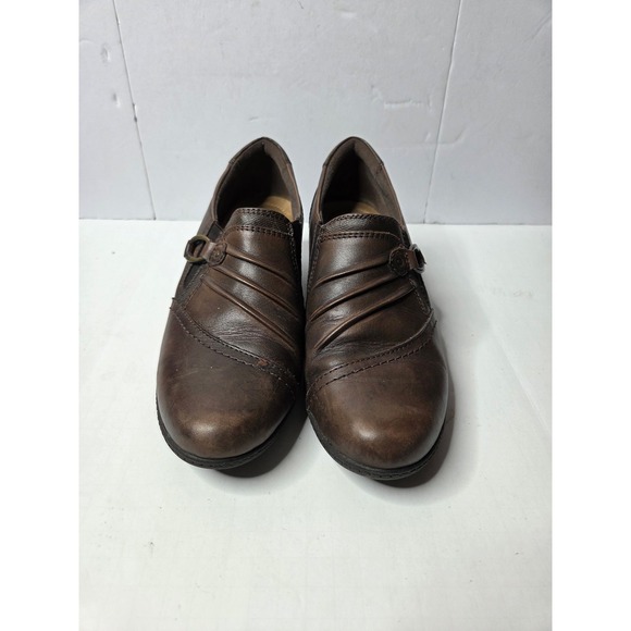 Earth Origins Shoes - Earth Origins‎ Mavis Womens Bark Brown Leather Slip On Loafer Shoes 9.5M 2019F